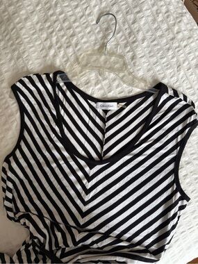 Calvin Klein Black & White Striped Maxi Dress 👗